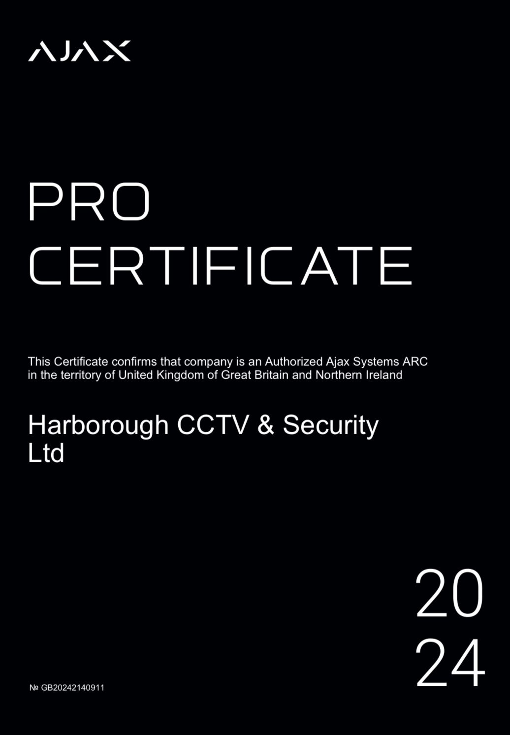 Ajax Security systems UK Harborough CCTV